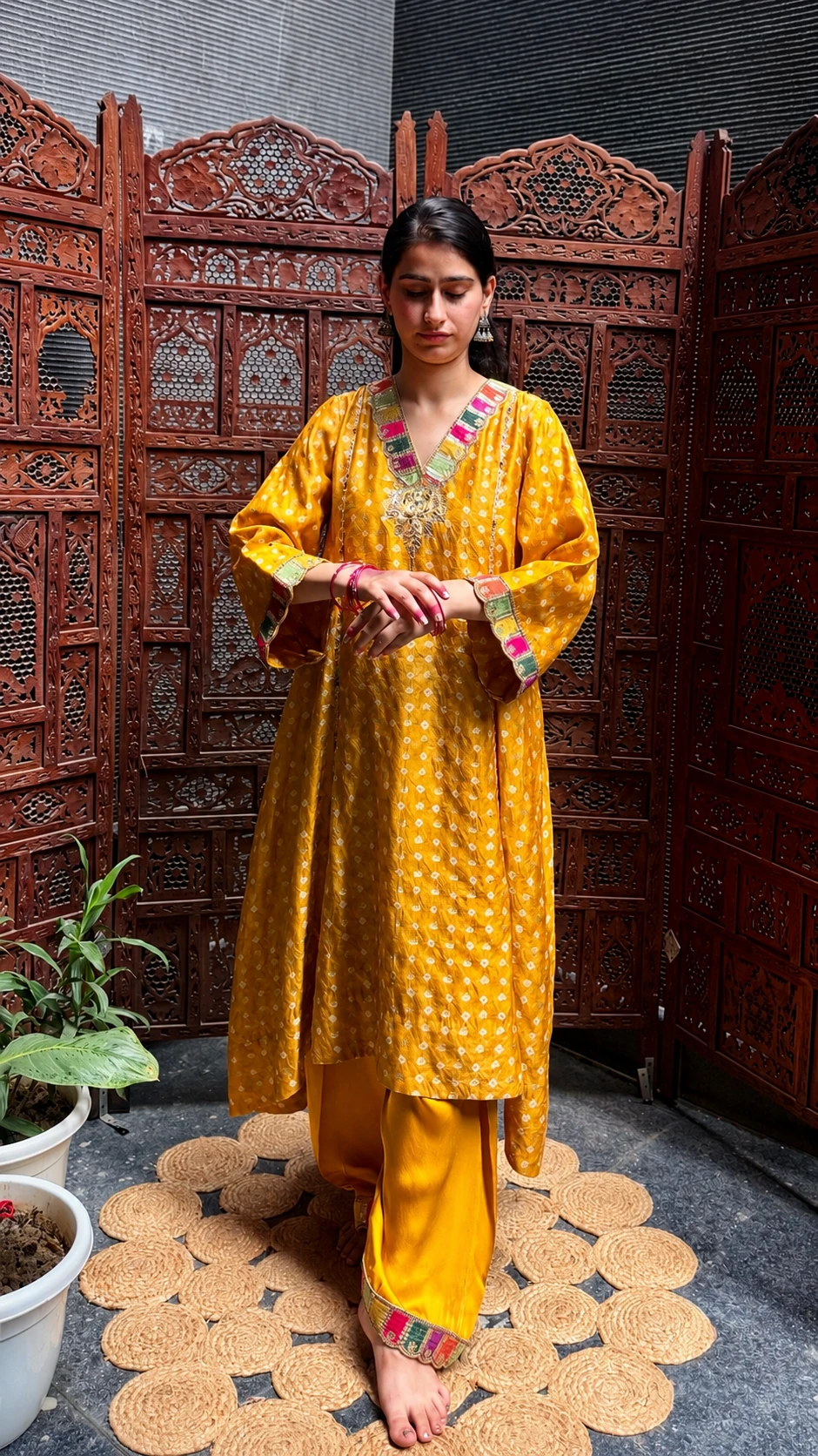 Marigold Bandhani — Kurta & Farshi Salwar