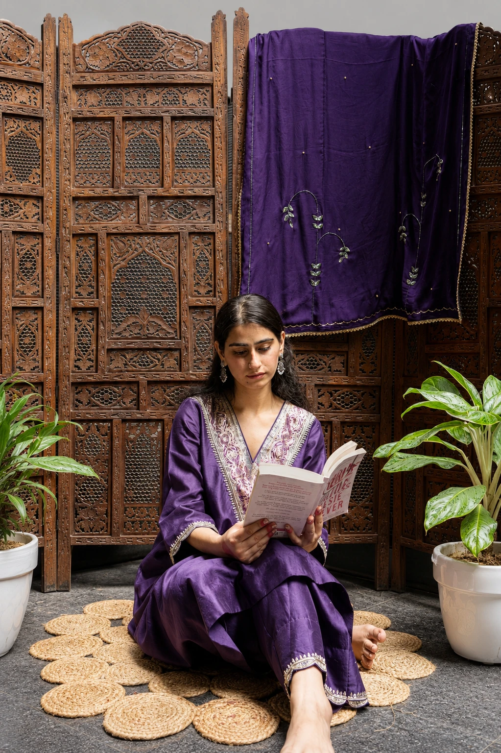 Meher Purple — Kurta, Pants & Organza Dupatta