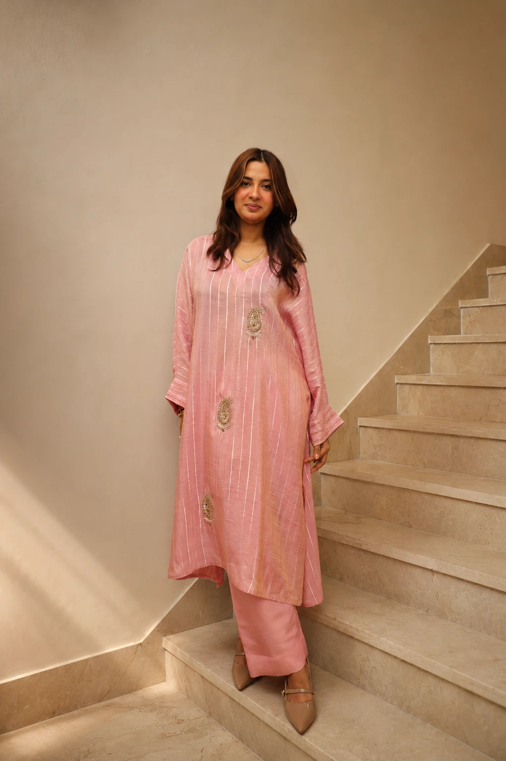 Naqsh Pink — Kaftan & Pants