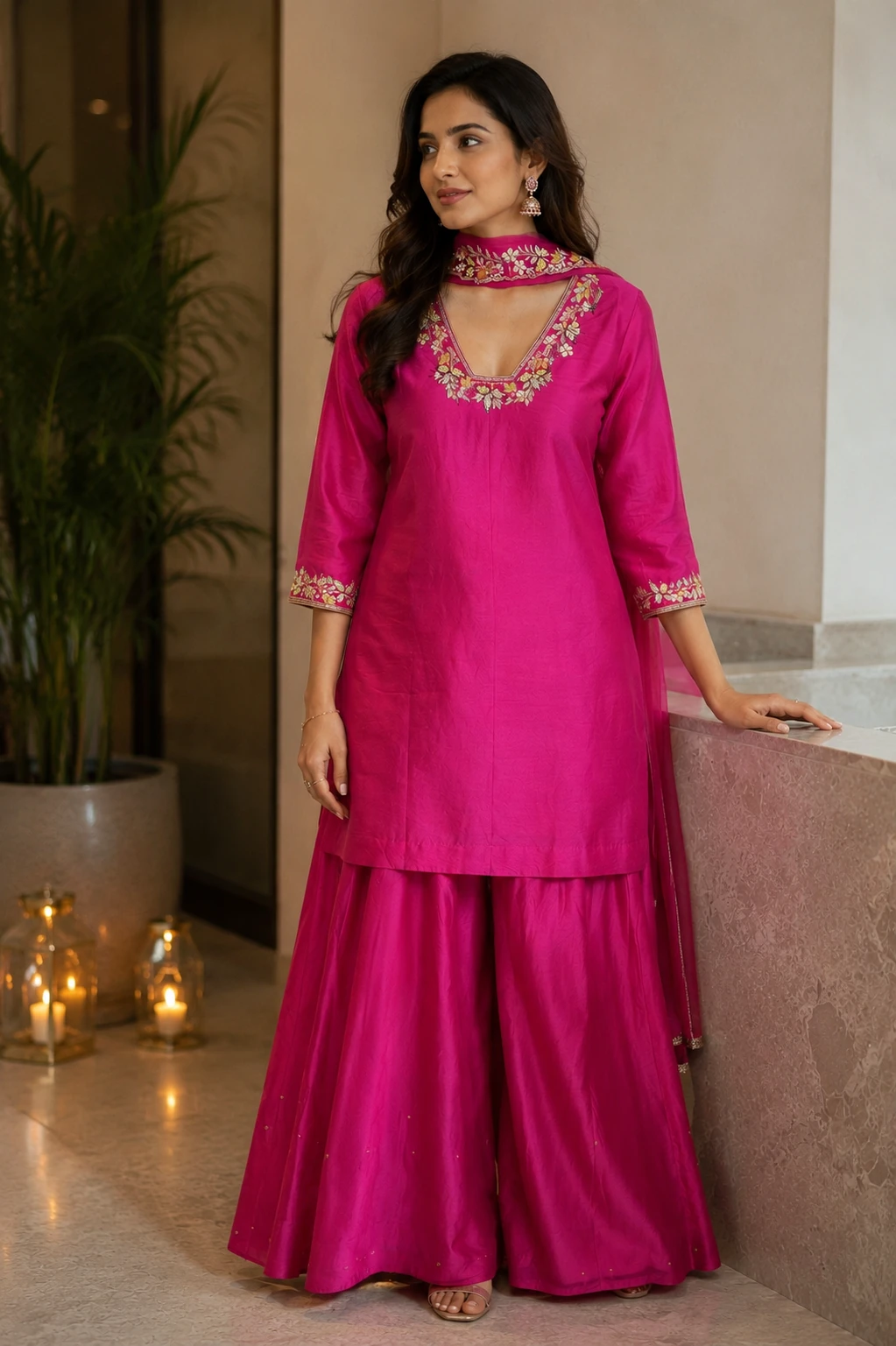 Gulabi Rang — Kurta, Sharara & Organza Dupatta