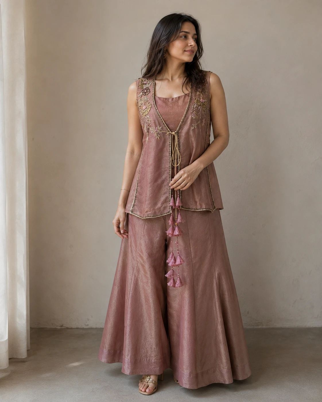 Mehfil Pink — Jacket, Bustier & Sharara