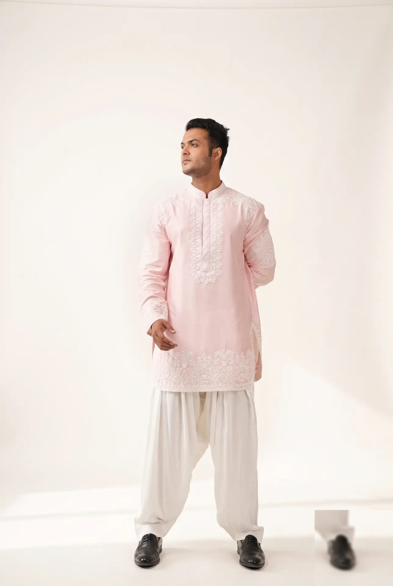 Gulbahar Dori Kurta — Chanderi kurta with dori work paired with Pathani salwar