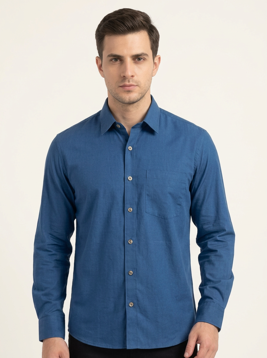 Cobalt Ease — Cotton Shirt