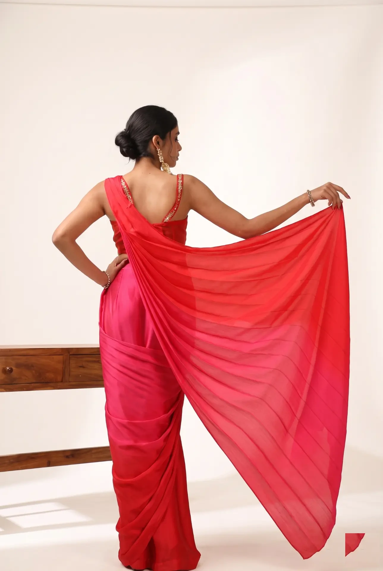 Gulnar Ombre — Draped Saree & Corset Blouse